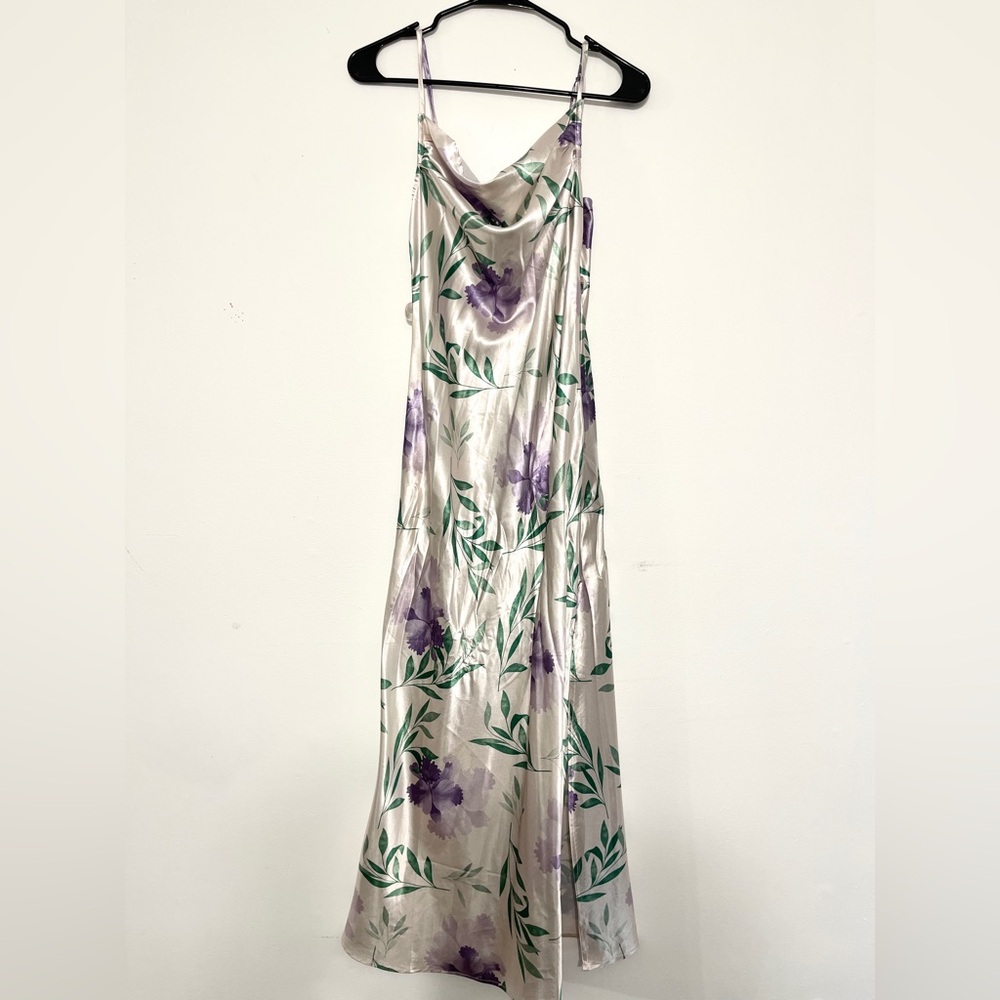 Floral White silk Women's dress trendy flattering summer sleevelesss shein